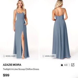 Azazie Moira Blue Chiffon Dress